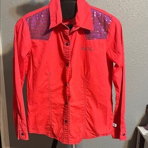 Cruel Girl Vibrant Pink Rodeo Shirt with Purple Shimmering Accents